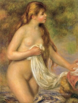 Badende mit langen Haaren weiblichen Nacktheit Pierre Auguste Renoir Ölgemälde